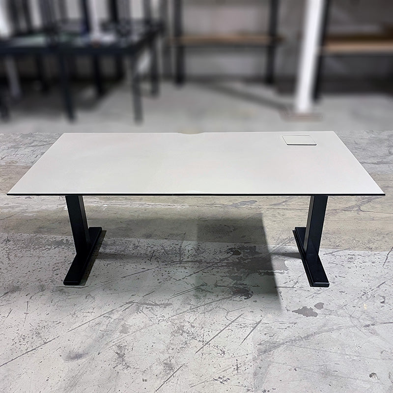 Skrivebord komplett beige 160 x 80 sort elektrisk hev/senk understell kabelluke