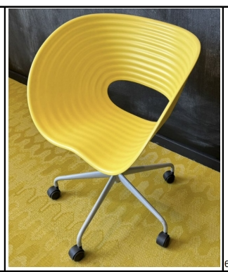 Konferansestol gul Vitra Vac grått hjulkryss