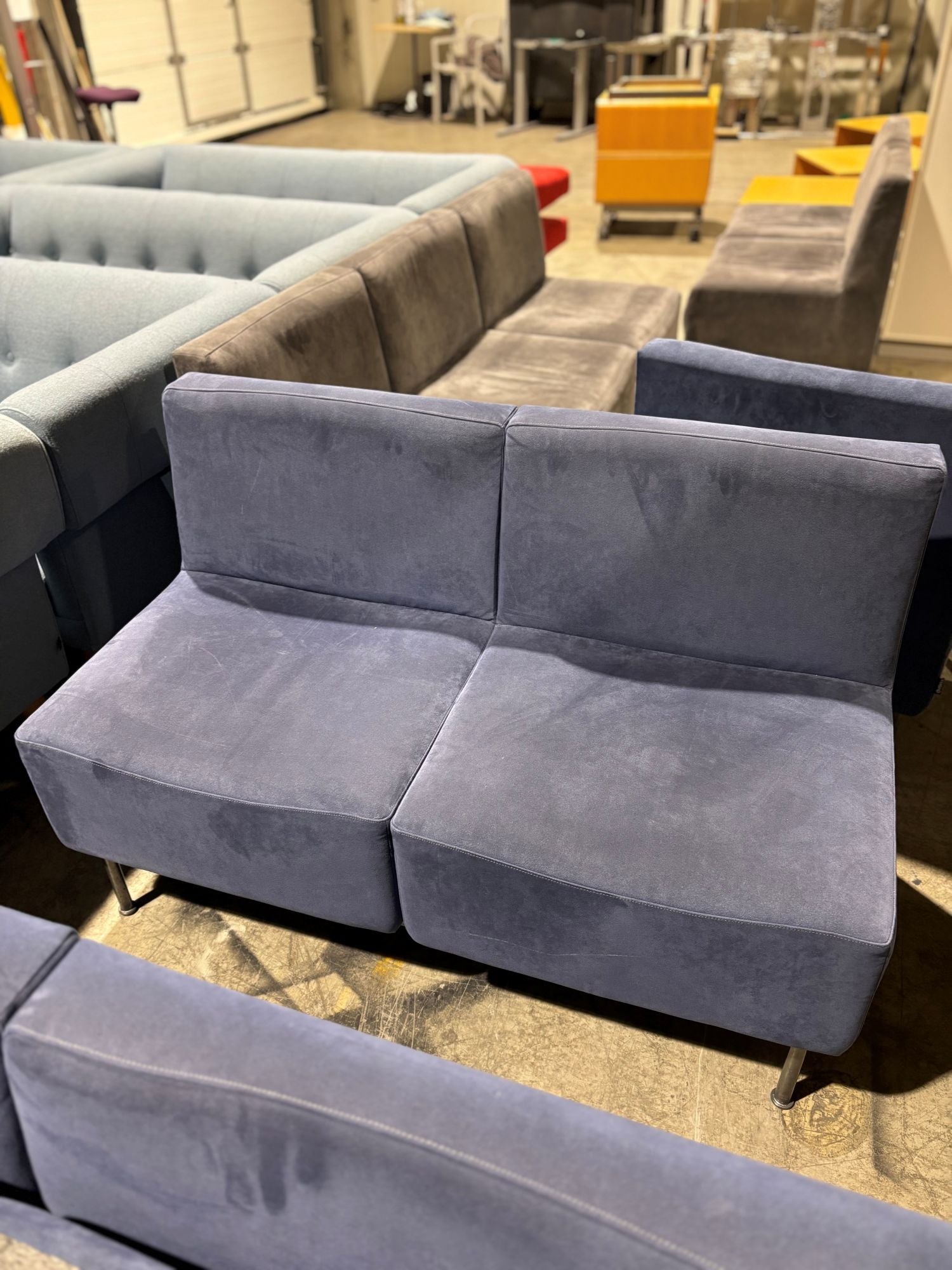 Modulsofa 2 seter blå ISKU Dyyni 112 x 60 x 77 sh 44 Alcantara