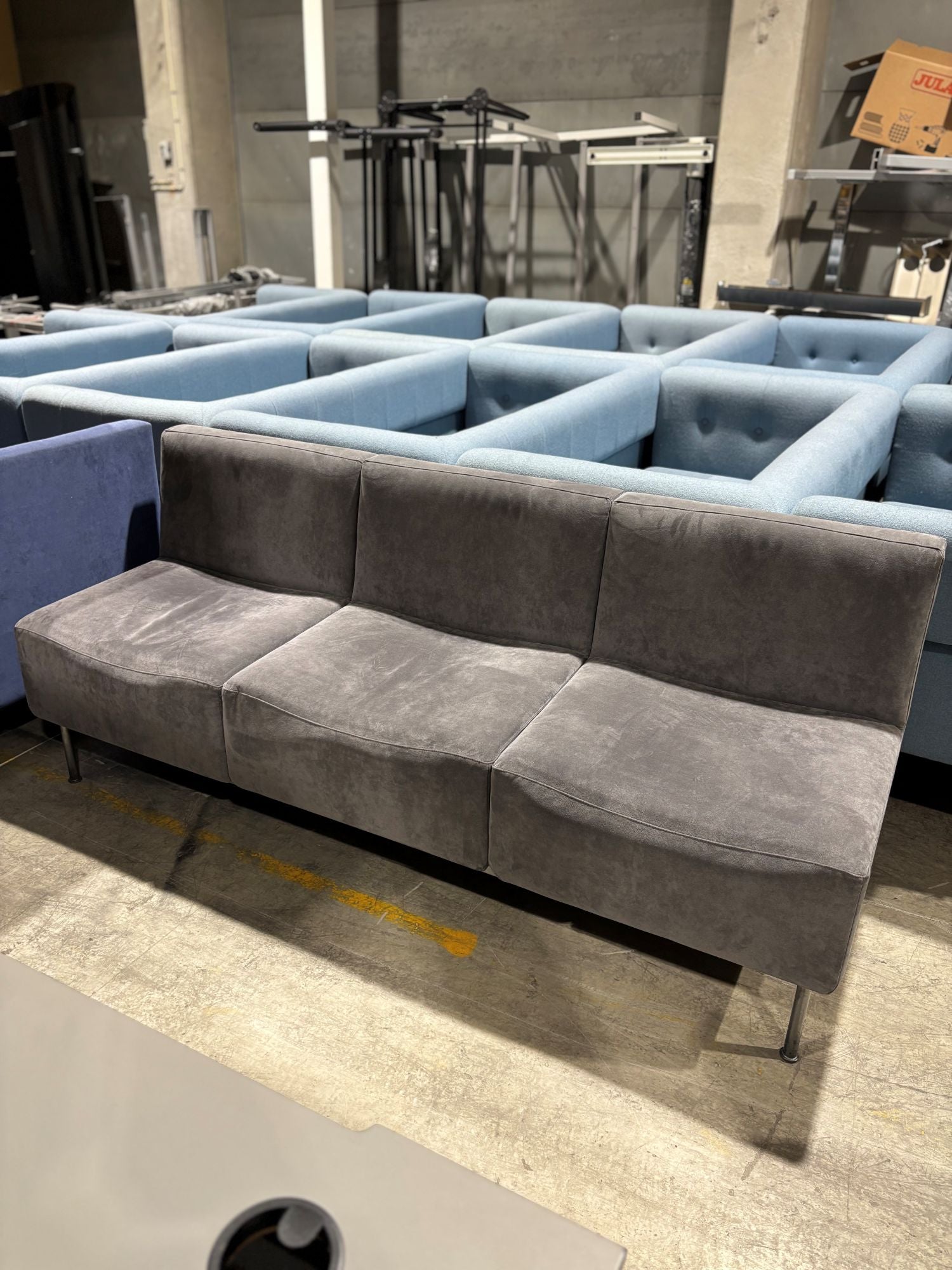 Modulsofa 3 seter grå ISKU Dyyni 180 x 60 x 77 sh 44 Alcantara