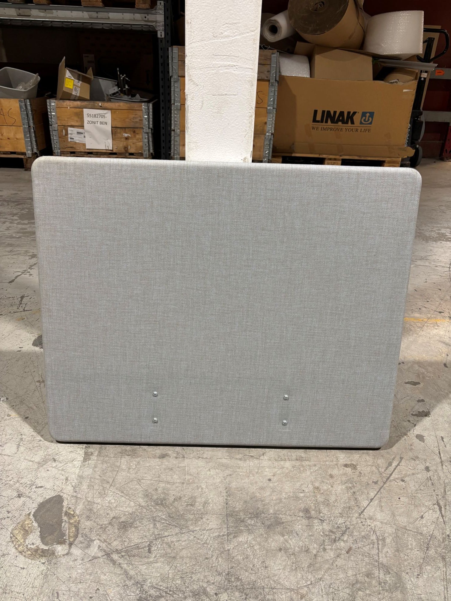 Skillevegg bord grå/beige B 80 H 64 hvit dekorkant