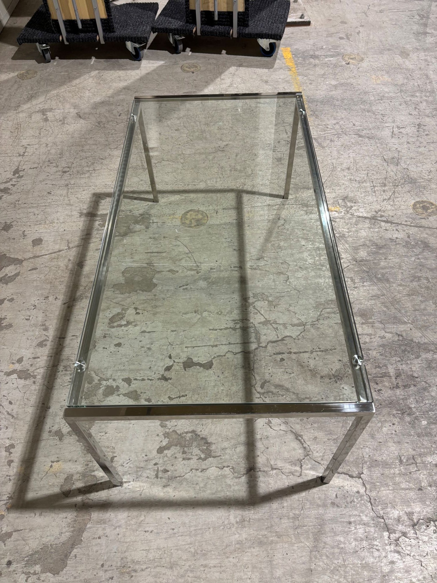 Sofabord glass B120 D60 H48 krom understell