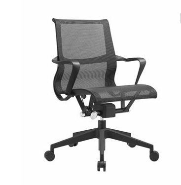 Konferansestol sort mesh KS Air armlen sort hjulkryss