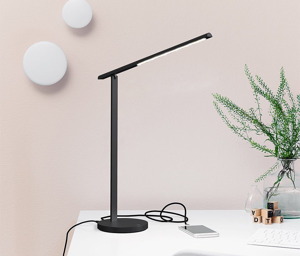 Bordlampe sort FF Hangle m USB