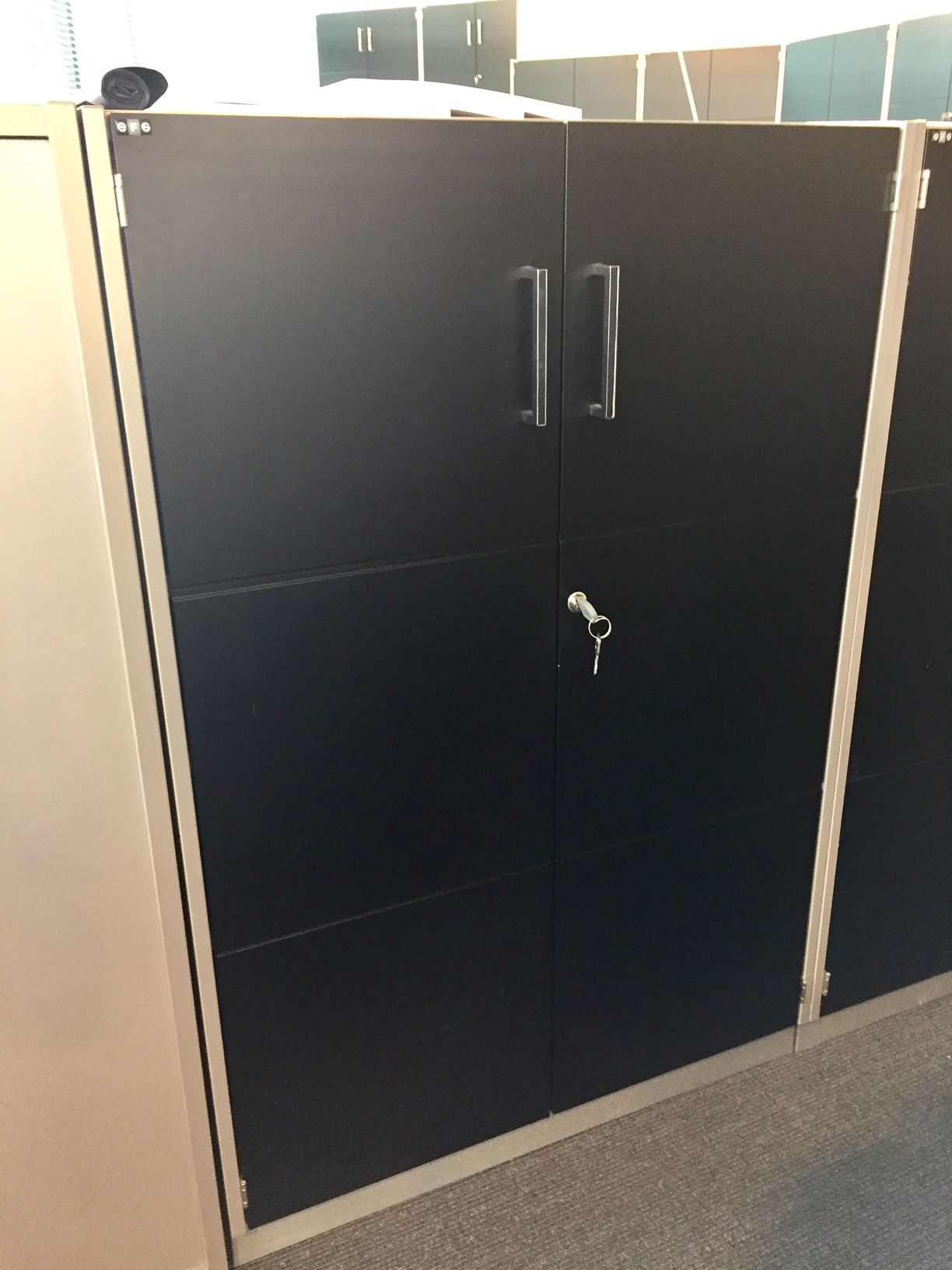 Skap 3P grå sort slagdører EFG 80 x 40 x 120