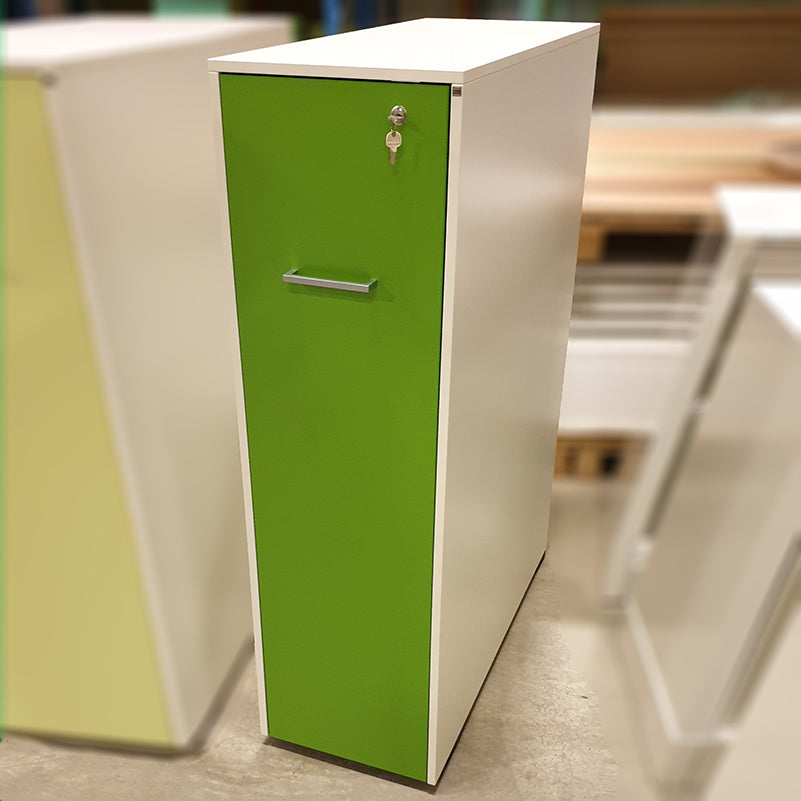 Tårnskap 3P hvit venstre Cube Design H128 D90 B37 grønn dør