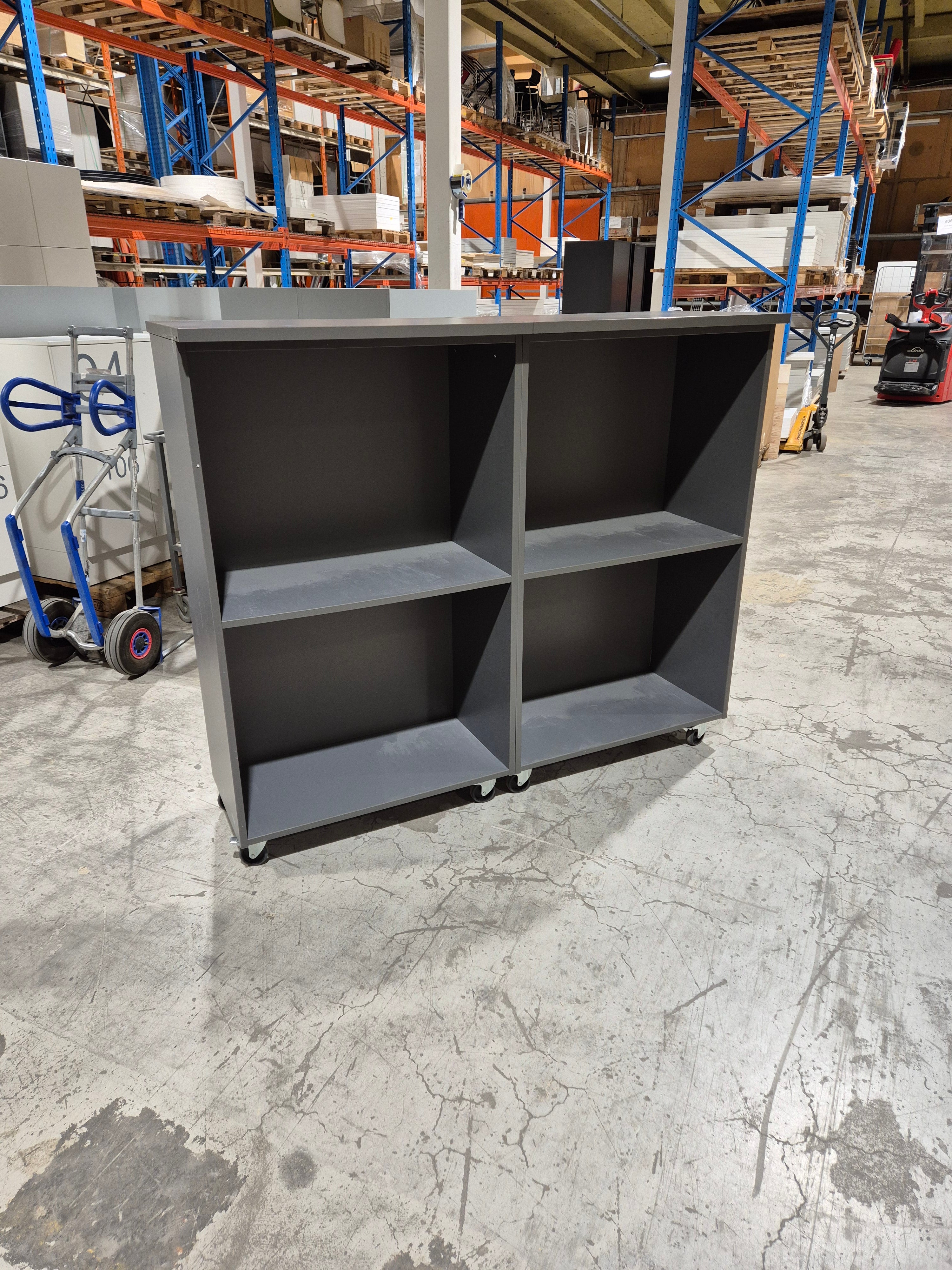 Reol 2P antrasitt Aarsland 160 x 50 x 135 hjul