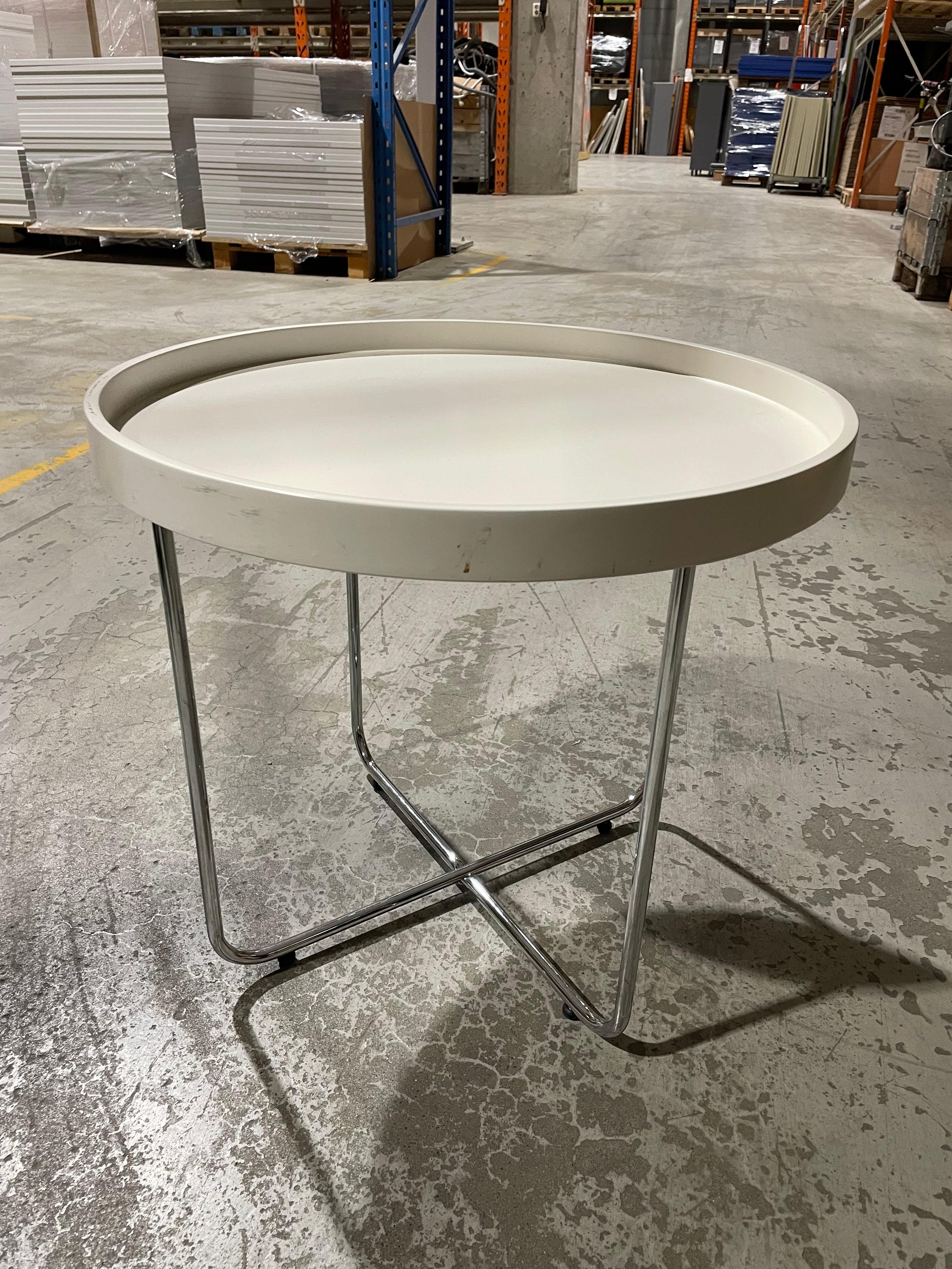 Sofabord hivtt krom understell Ø 52 H 48 cm