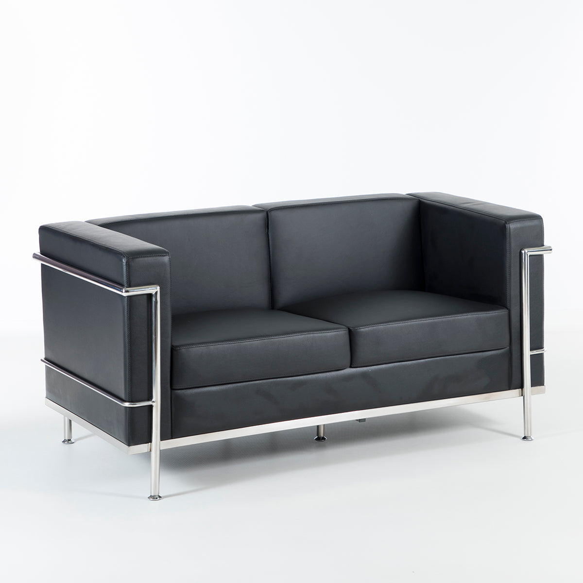 Sofa 2 seter sort PU 144 x 74 x 70 KK