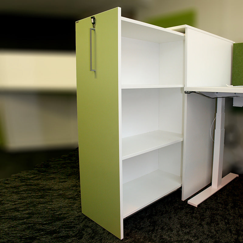 Tårnskap 3P hvit med limegrønn front venstre Aarsland 120x80x40