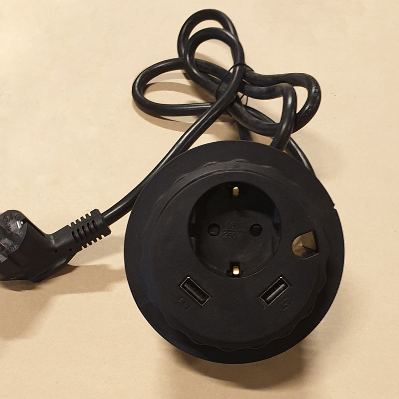 Strømuttak og USB A til kabelhull 78 mm