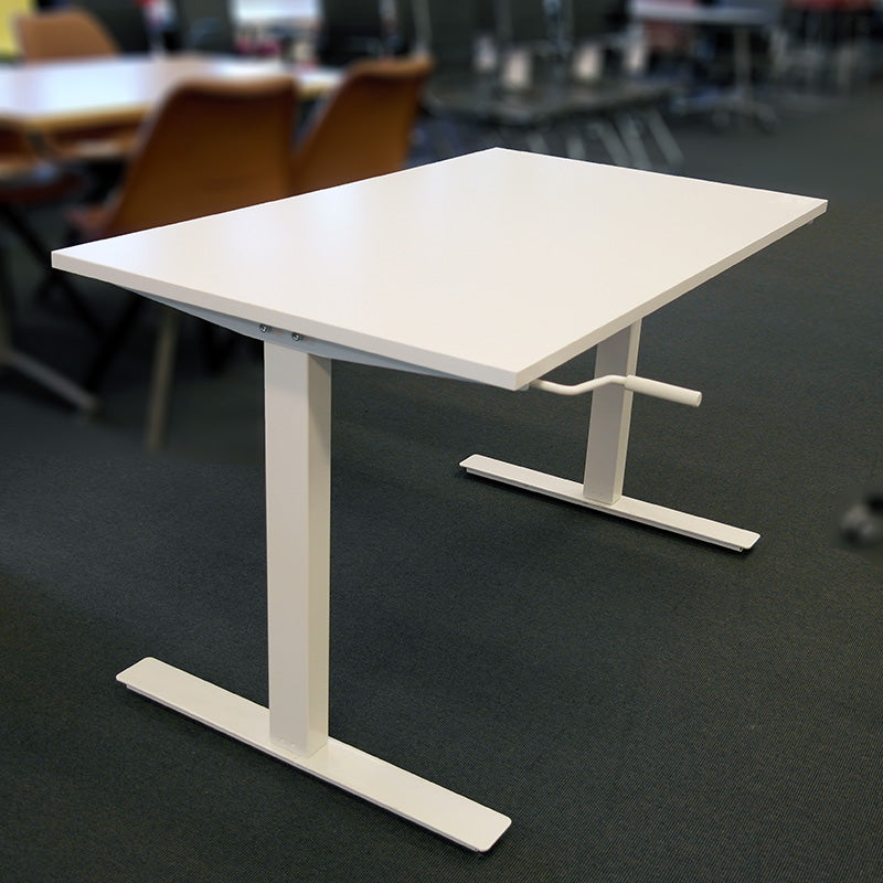 Skrivebord komplett hvit 120 x 70 Ikea/Trotten manuell hev/senk