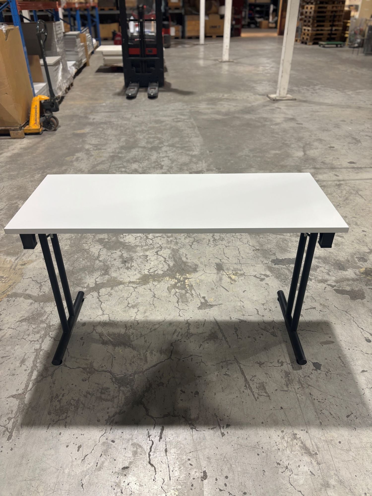 Møtebord lys grått B120 D50 sort understell sammenleggbart