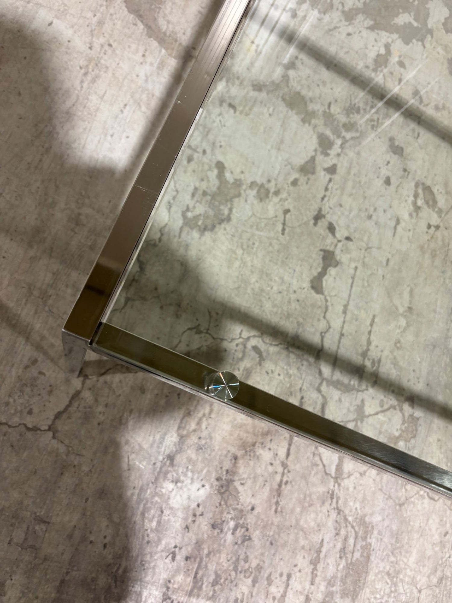 Sofabord glass B120 D60 H48 krom understell