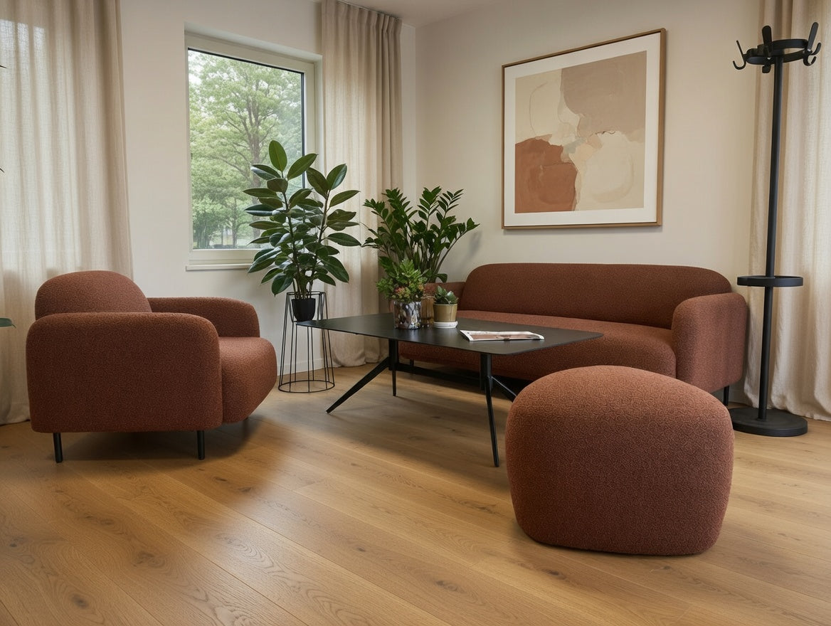 Sofa 3 seter rustrød/cognac melert Numa KS