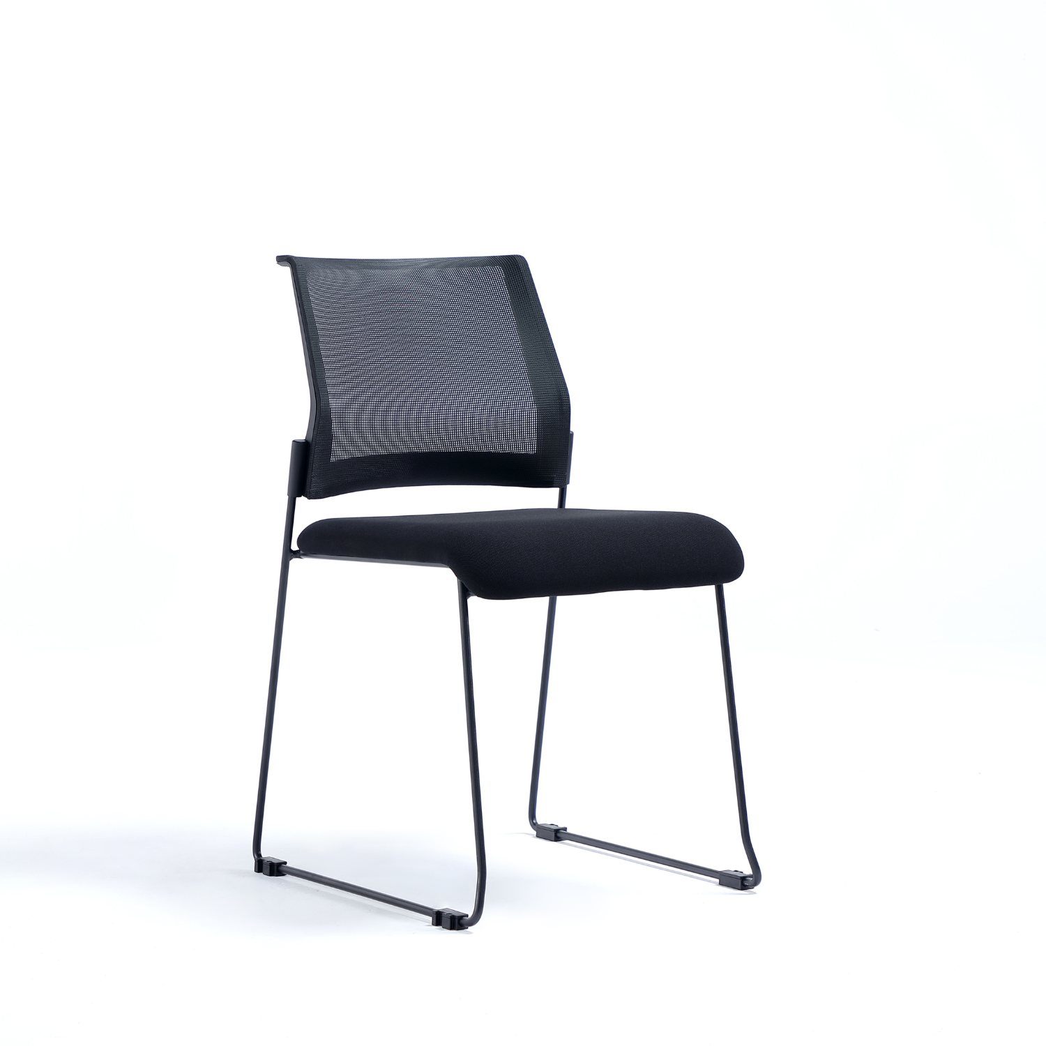 Konferansestol sort mesh KS Fanny kunstskinn i sete