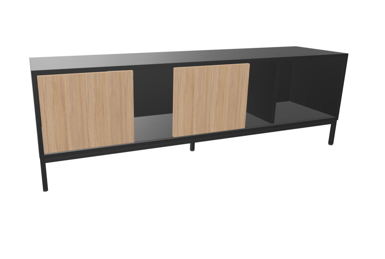 Skjenk /- Tvbenk sort amber oak 160 x 40