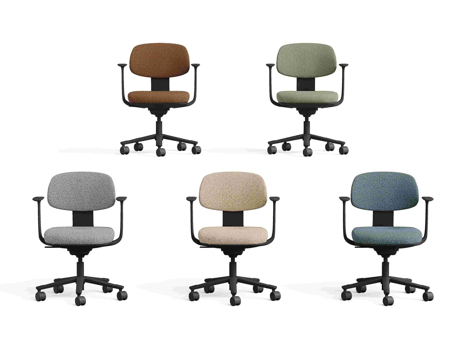 Konferansestol beige melert KS Nelo hjulkryss armlen
