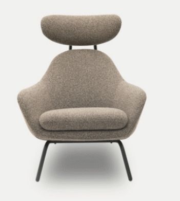 Loungestol mørk beige melert Henny sort lakkert understell