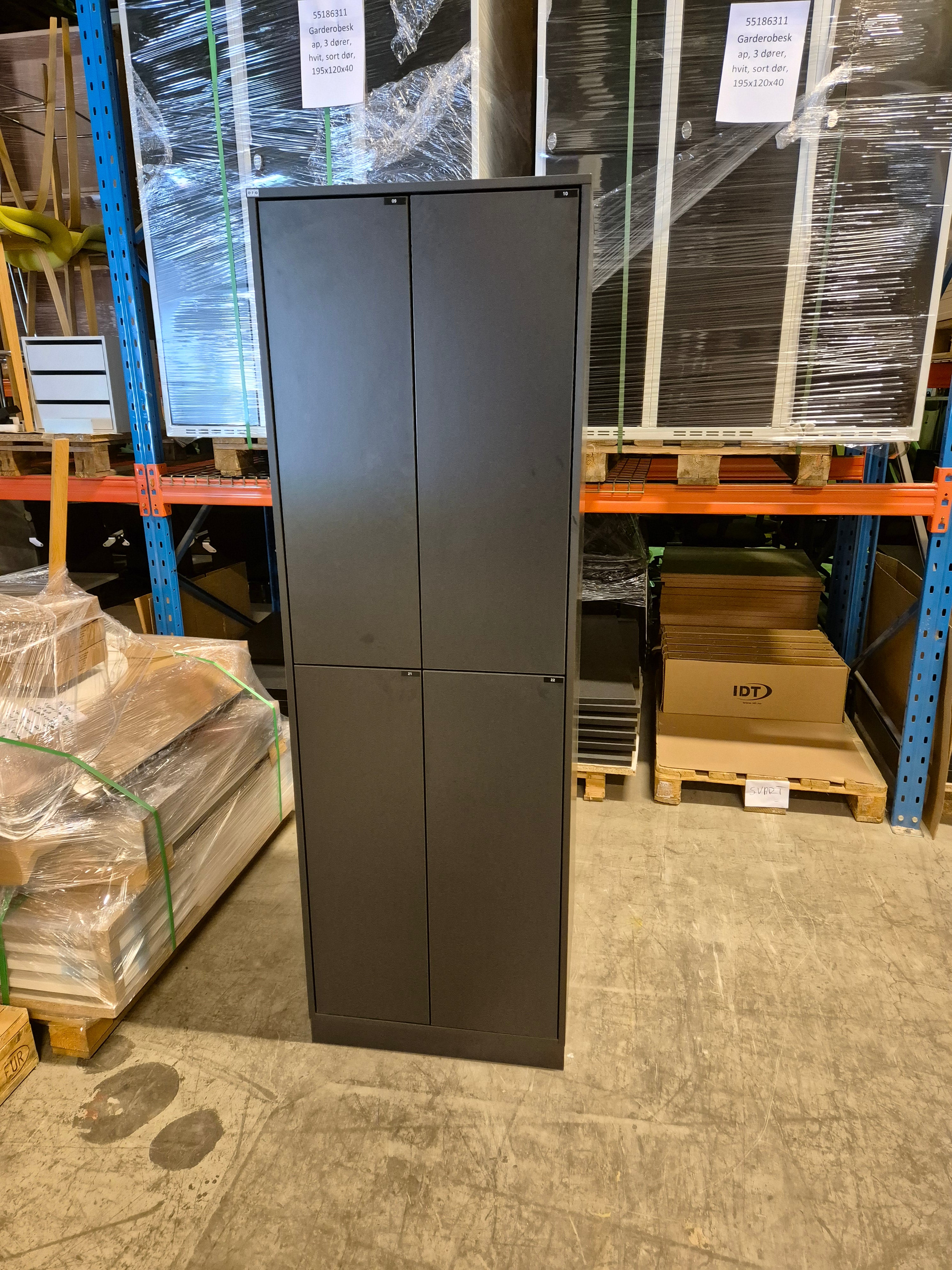 Skap antrasitt EFG 62 x 53 x 187  4 dører med flexlock